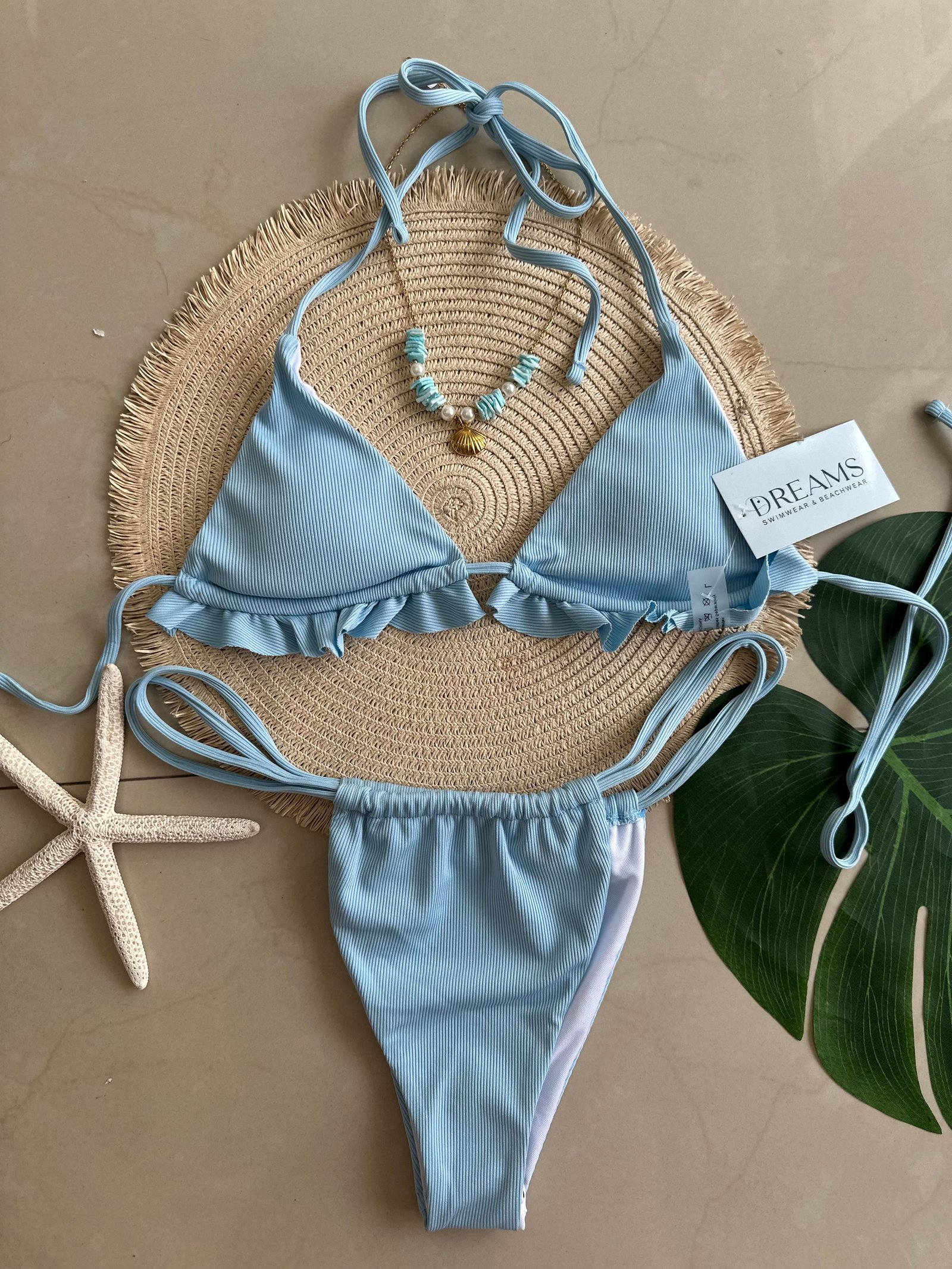 Bikini Top Ajustable Textura - Azul Cielo