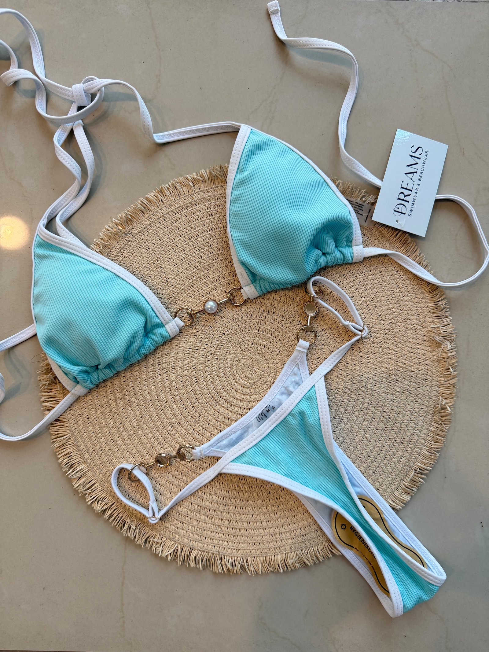 Bikini Tanga Perlas - Azul/Blanco