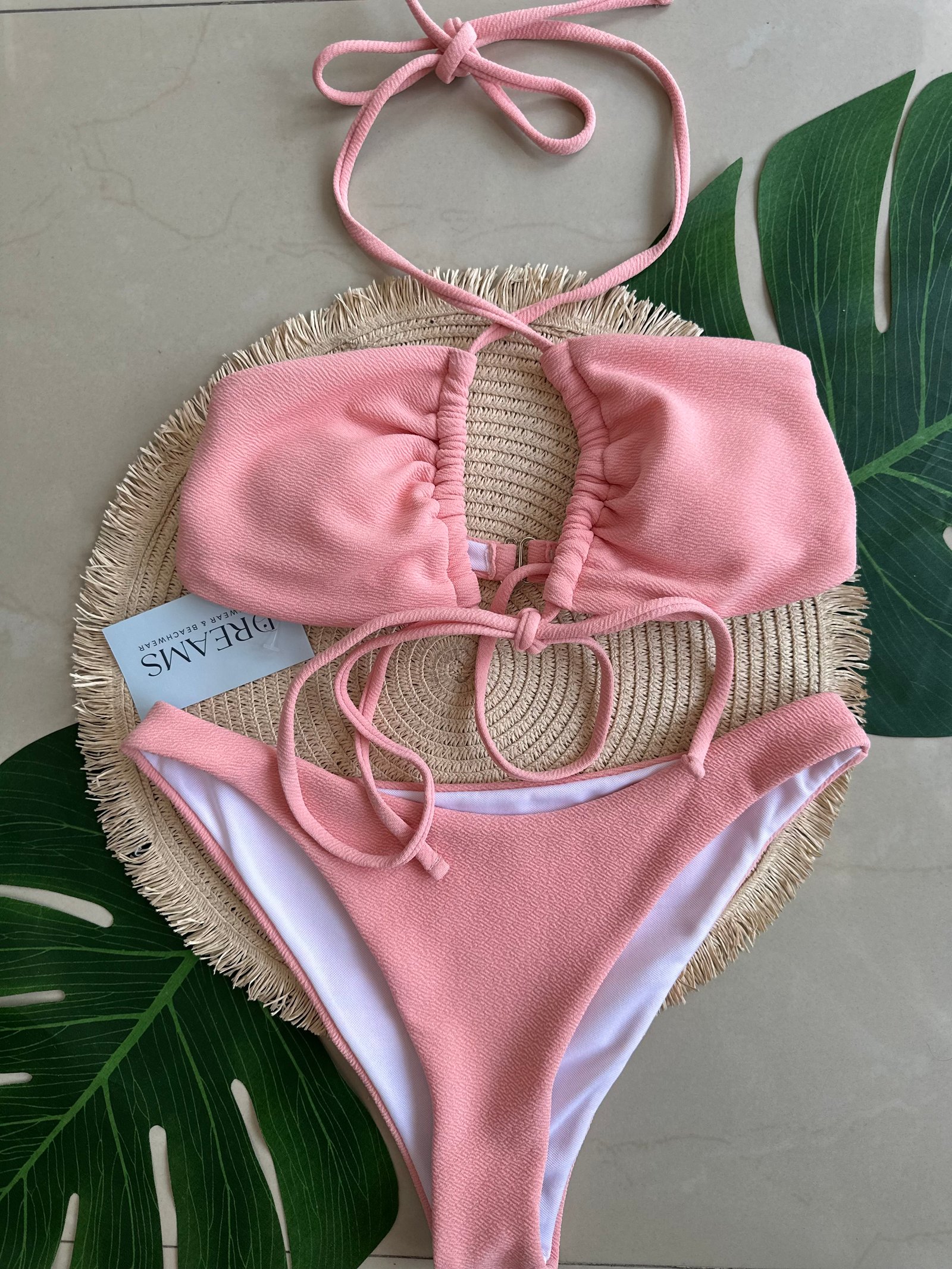 Bikini Strapless Textura - Rosa