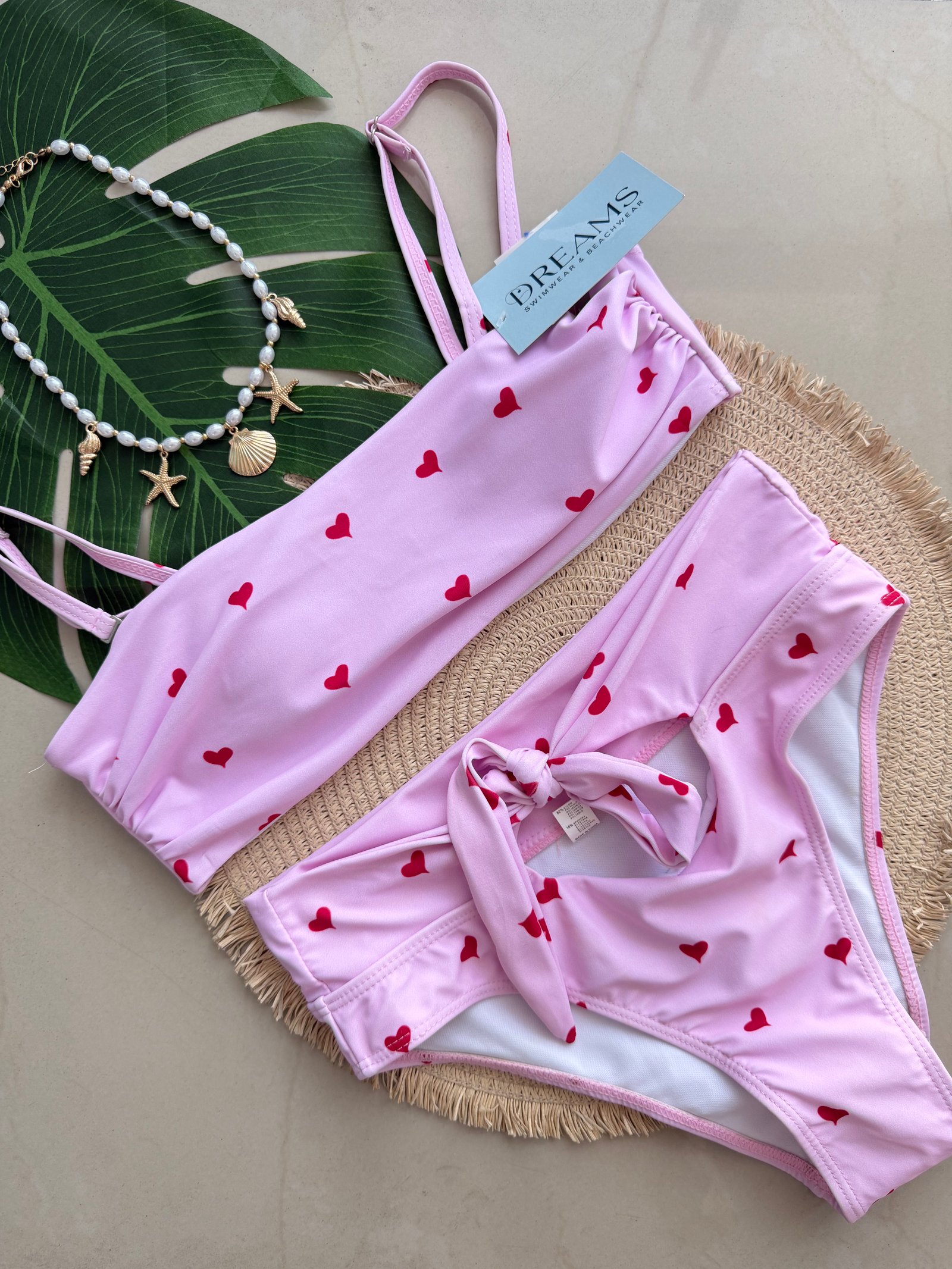 Bikini Estampado Corazones - Rosa