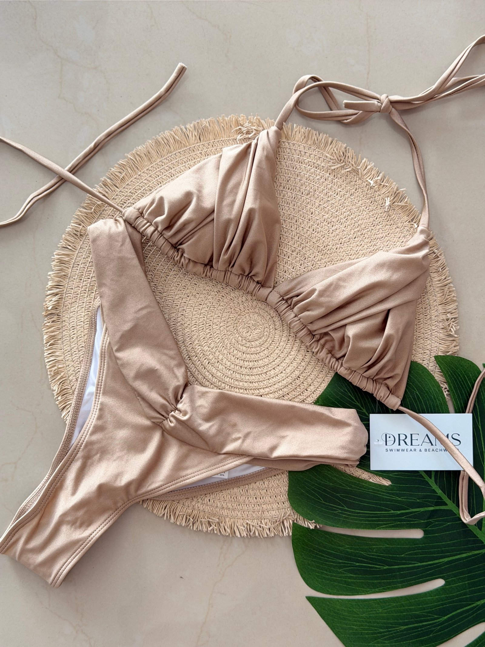 Bikini Satinado Drapeado - Dorado