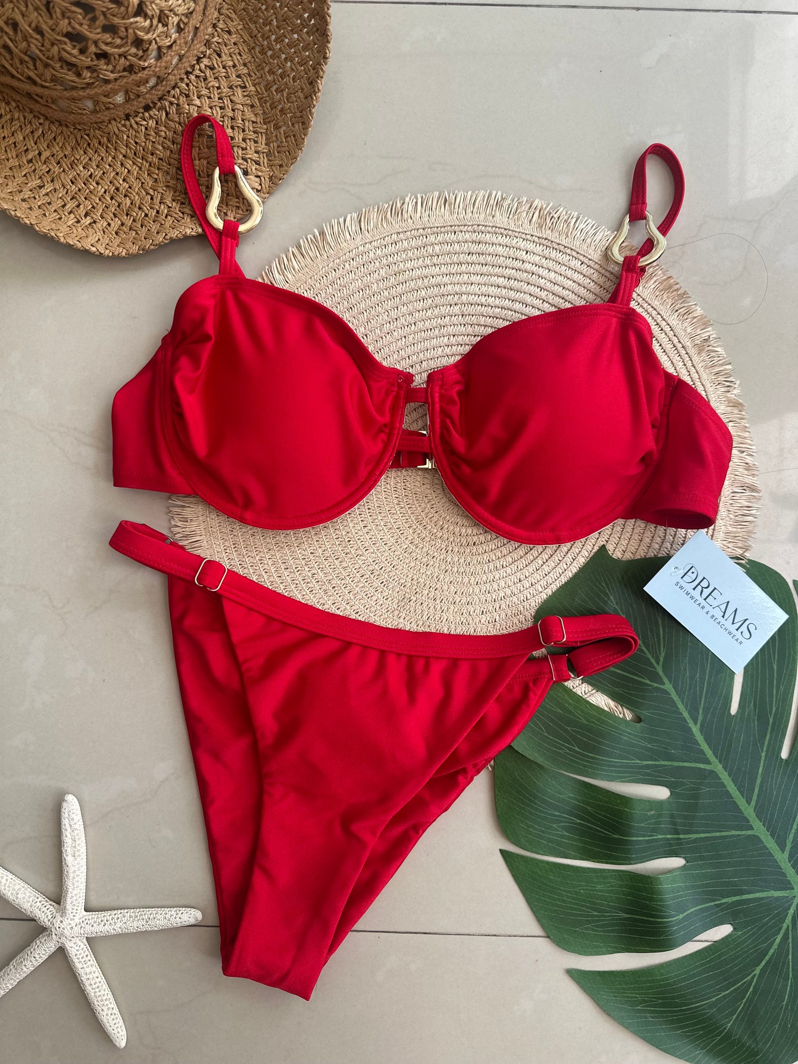 Bikini Santinado Con Varilla - Rojo