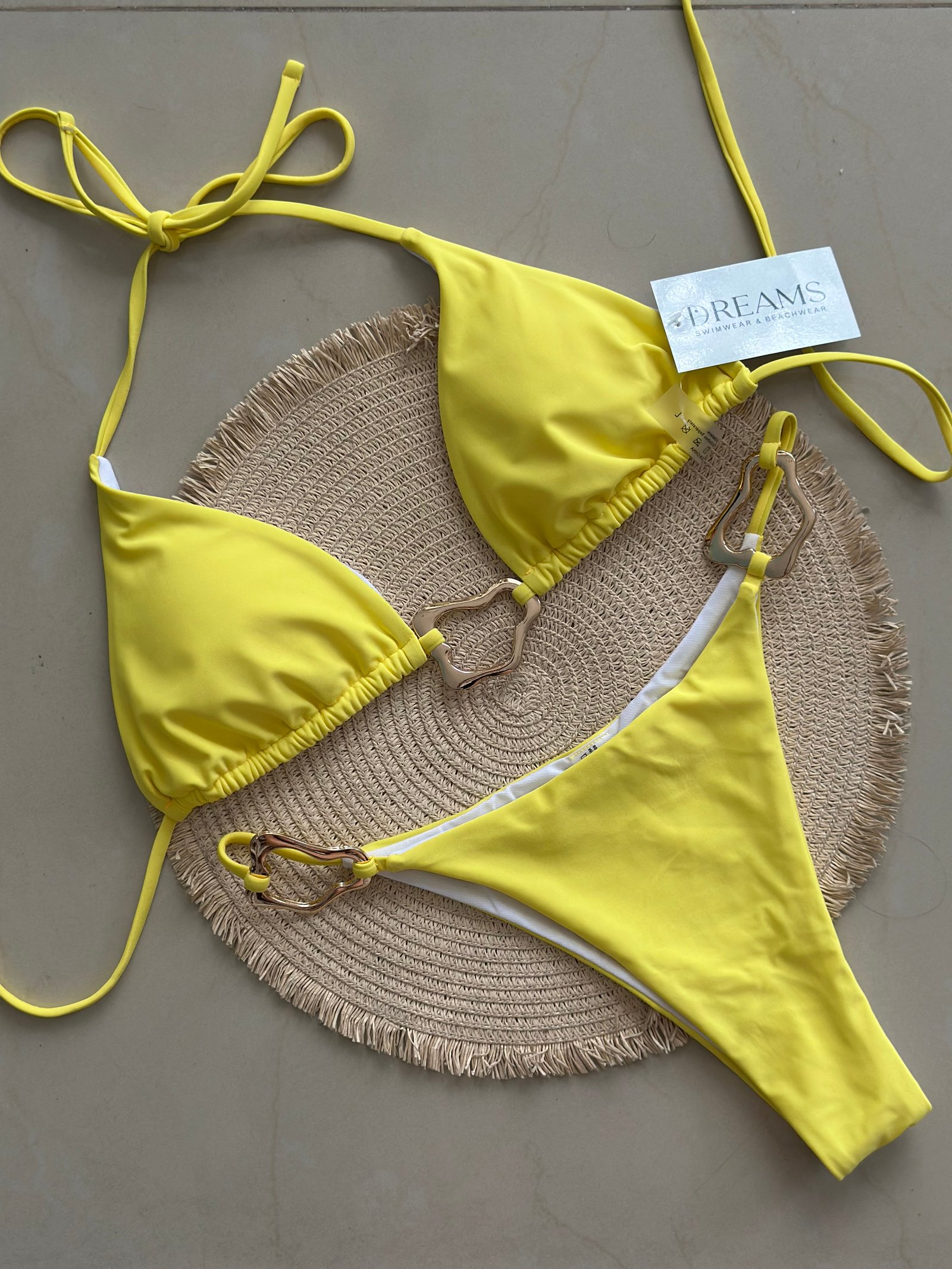 Bikini Top Ajustable Argollas - Amarillo