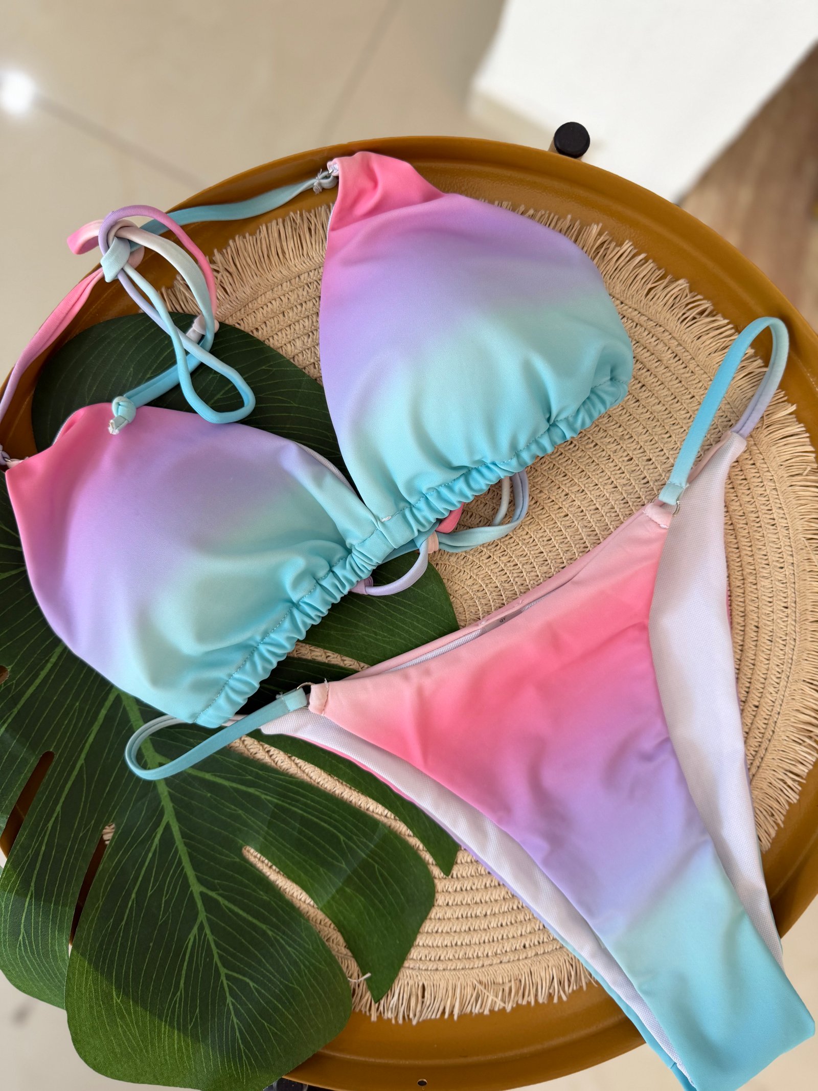 Bikini Degradado Liso - Rosa/Azul