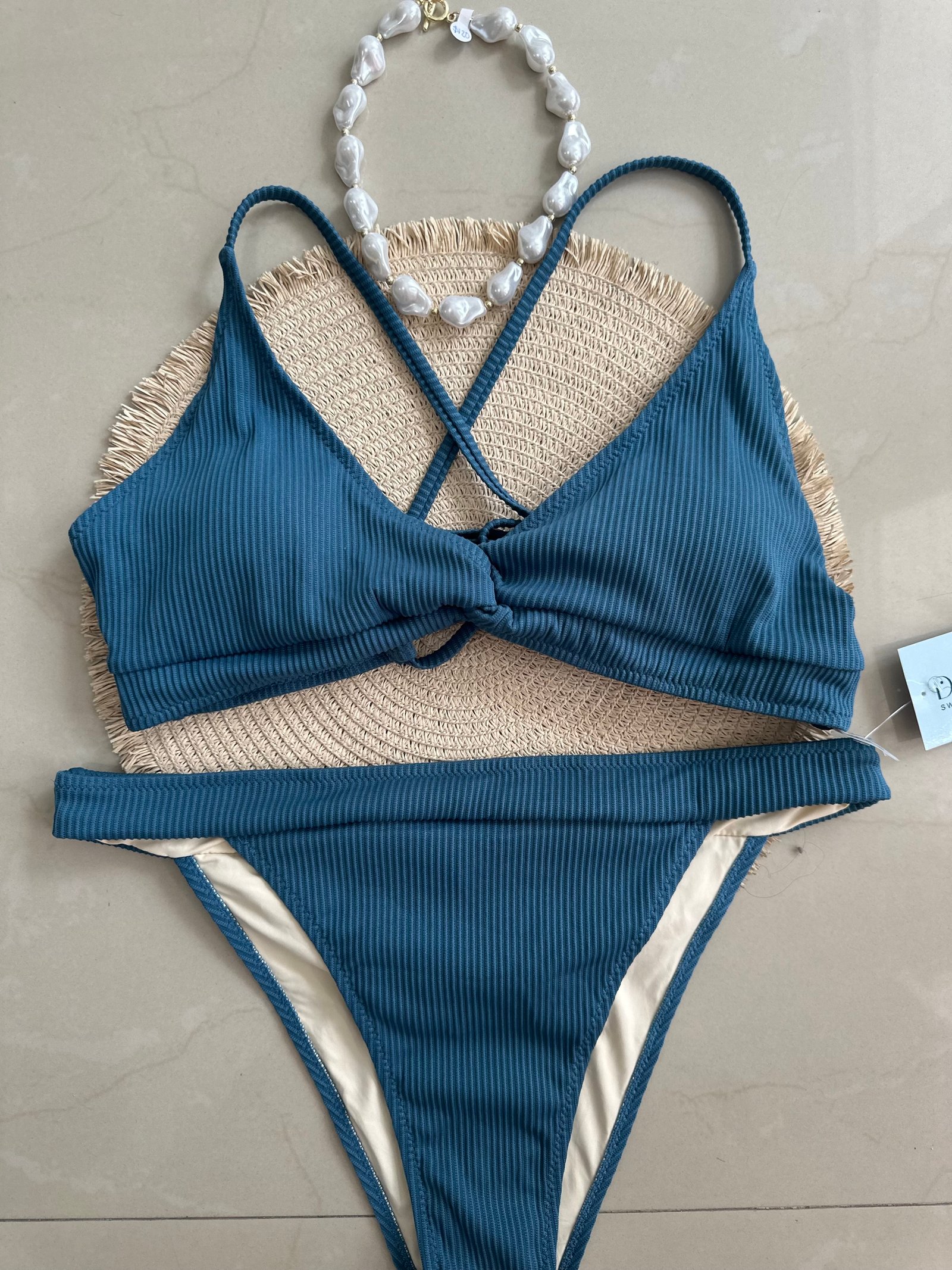 Bikini Drapeado Top Ajustable - Azul