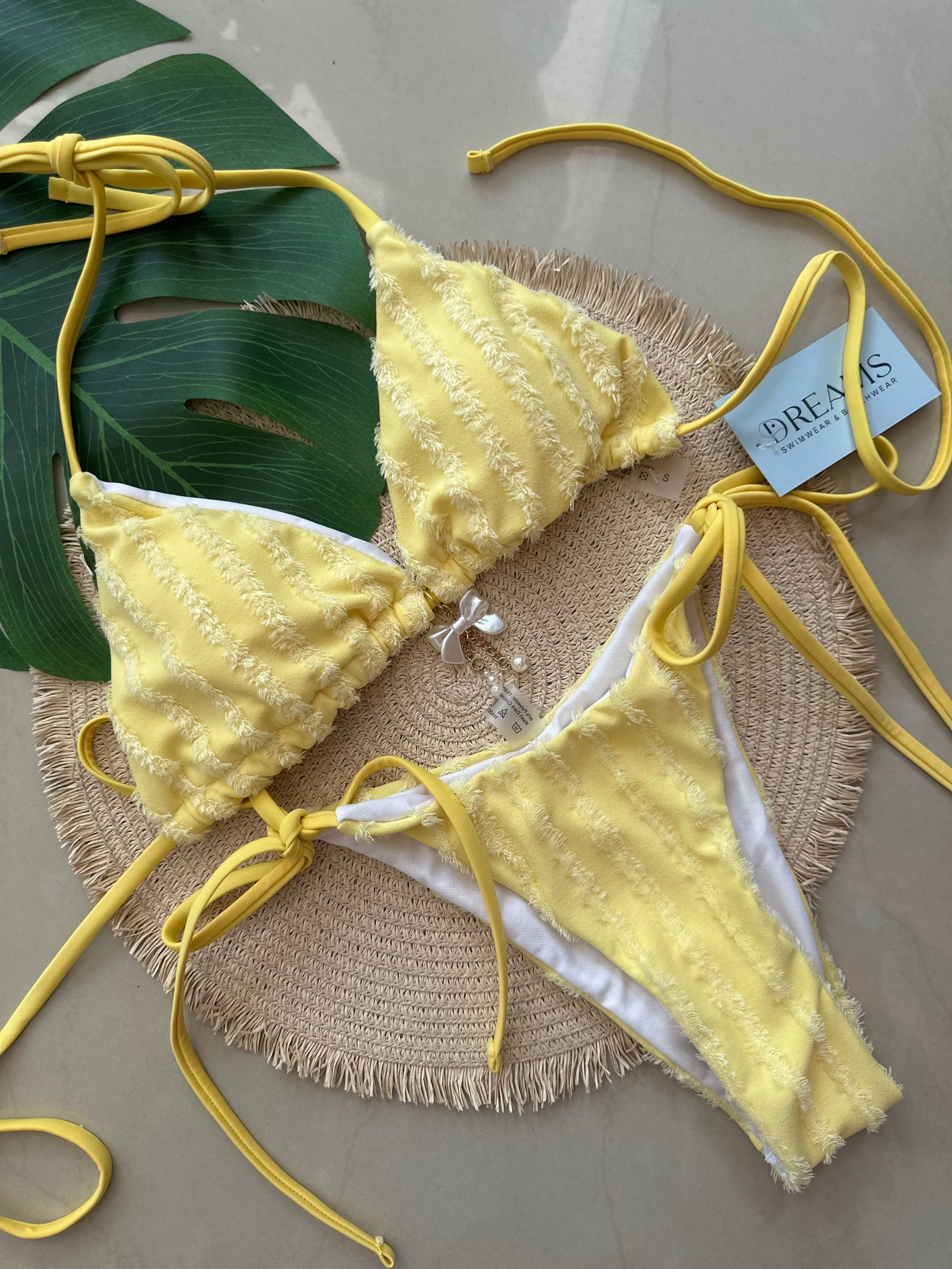 Bikini Texturizado Moño - Amarillo