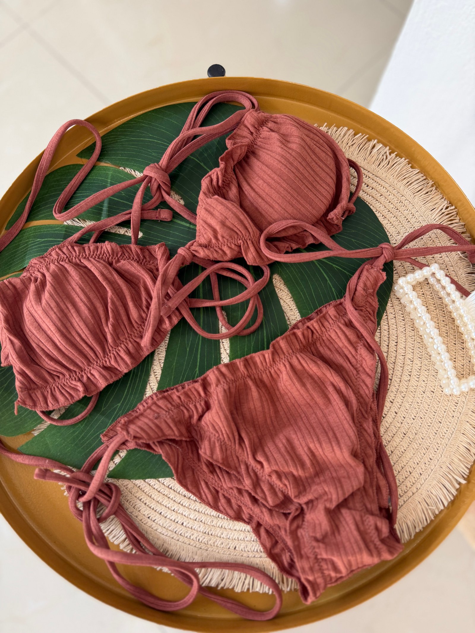 Bikini Textura Ajustable - Café