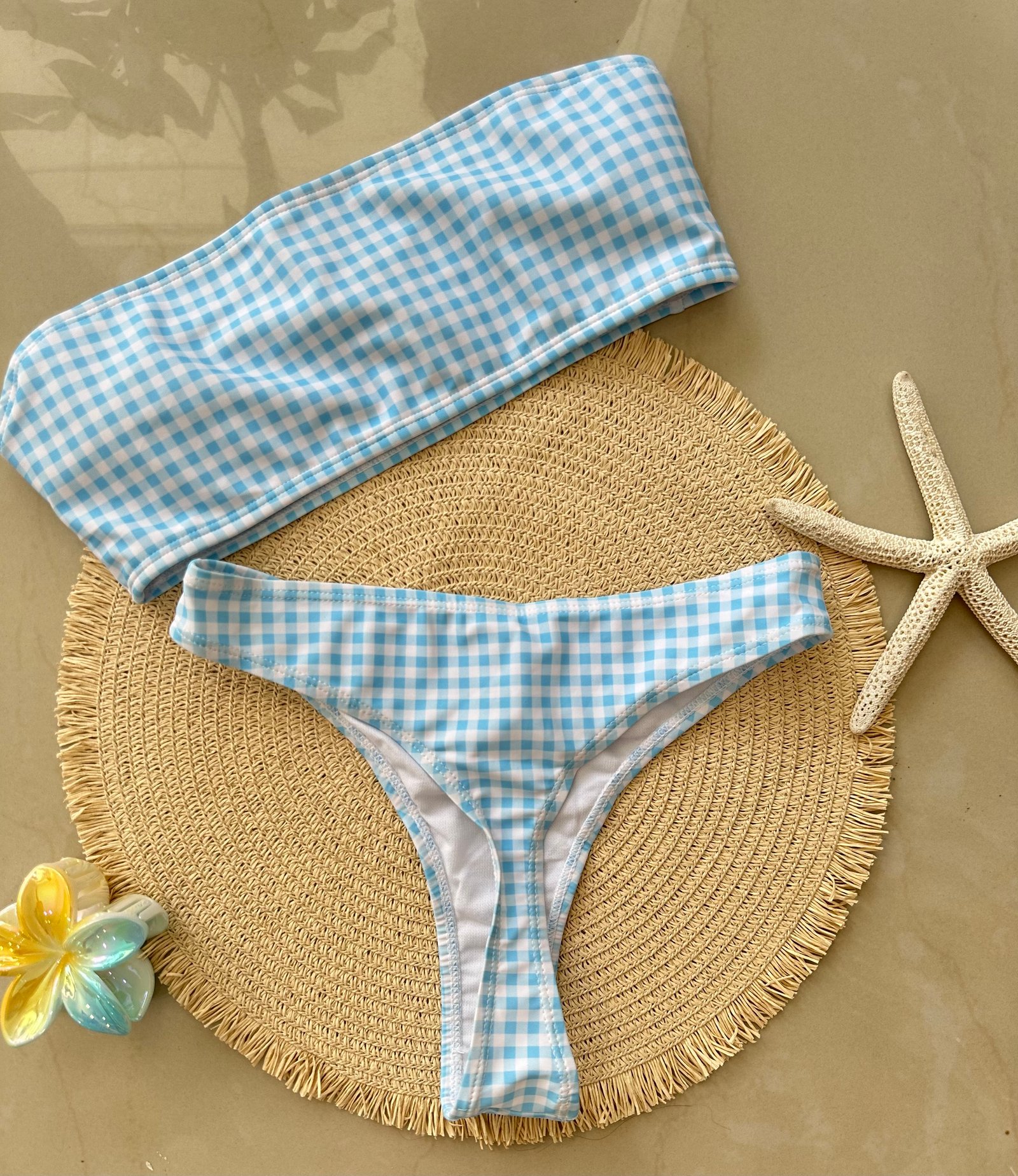 Bikini Staepless Cuadros - Azul